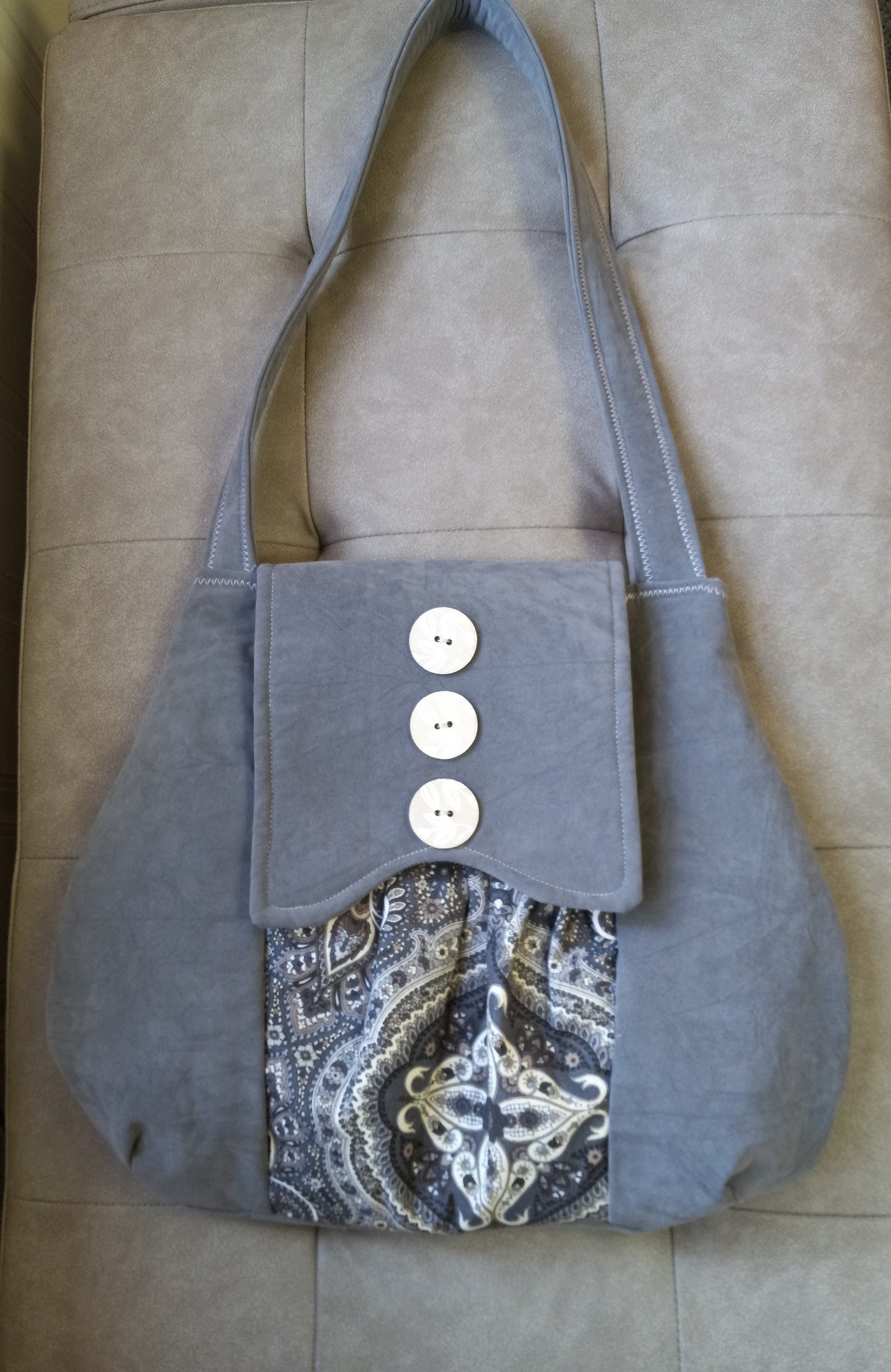 Shoulder Bag, Grey Suede