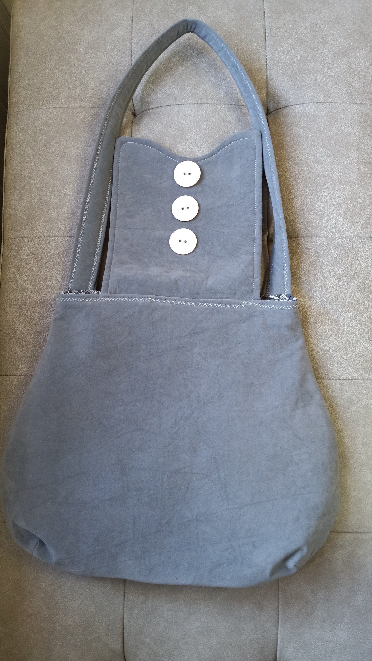 Shoulder Bag, Grey Suede