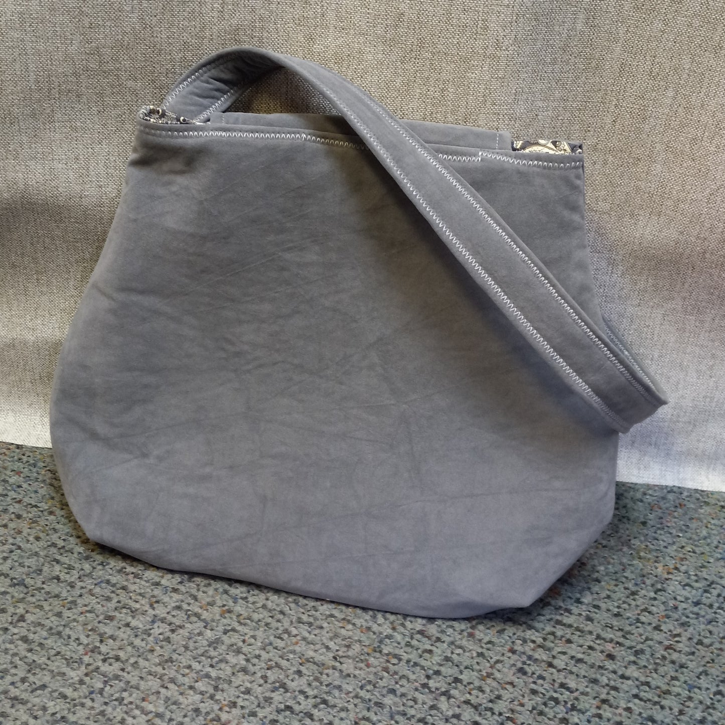 Shoulder Bag, Grey Suede